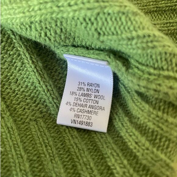 Merona Grass Green Cable Knit Turtleneck Sweater Size XL - Picture 3 of 4